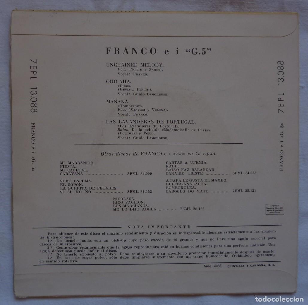 Discos de vinilo: FRANCO E i &rdquo;G.5&rdquo; // UNCHAINED MELODY+3 // EP - Foto 2