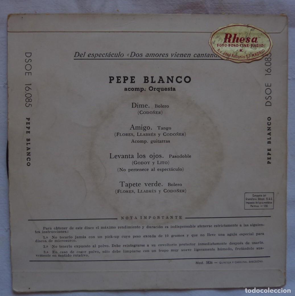 Discos de vinilo: PEPE BLANCO / CARMEN MORELL // DIME+3 // EP - Foto 2