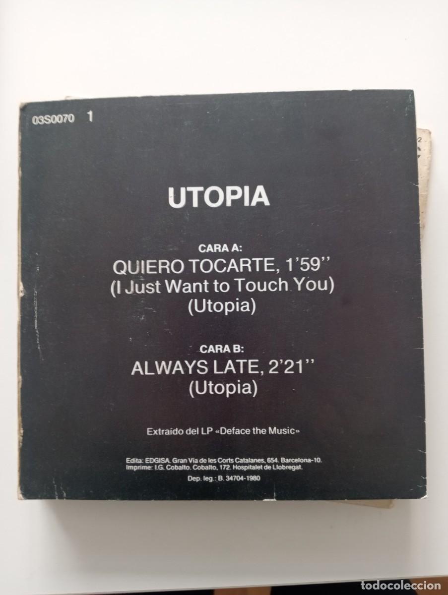Discos de vinilo: Utopia - Quiero Tocarte (7&rdquo;, Single) 1980 - Foto 2