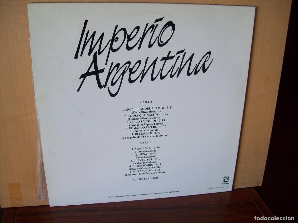 Discos de vinilo: IMPERIO ARGENTINA - CARCELERAS DEL PUERTO - LP 1986 - Foto 2