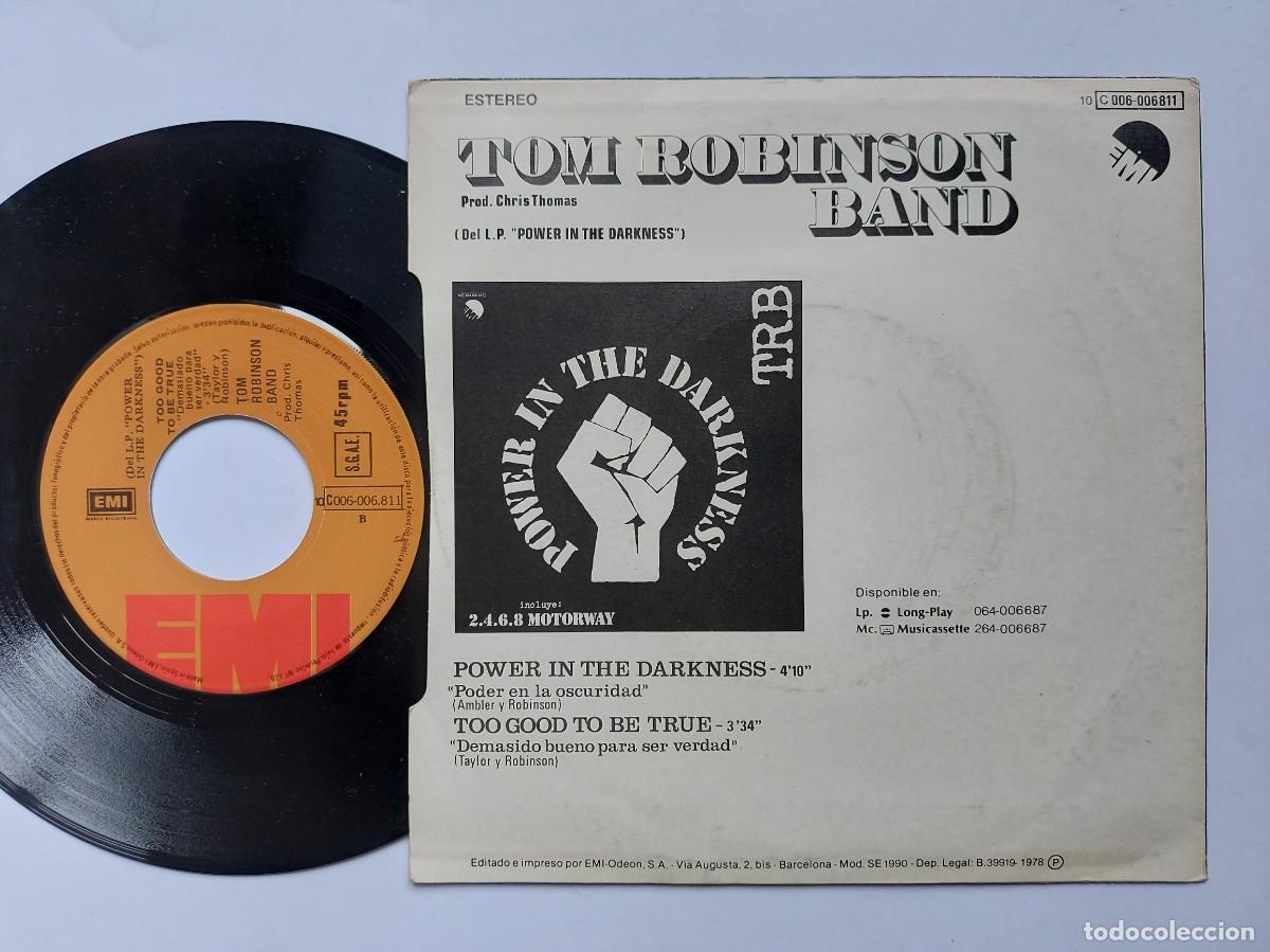 Discos de vinilo: TOM ROBINSON BAND - 45 Spain - MINT * PROMO * PODER EN LA OSCURIDAD * EMI 1978 - Foto 2