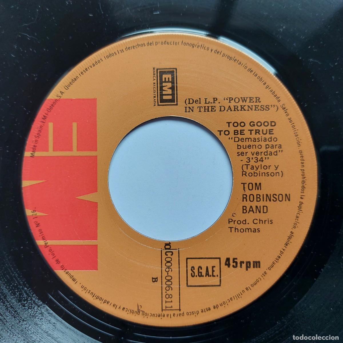 Discos de vinilo: TOM ROBINSON BAND - 45 Spain - MINT * PROMO * PODER EN LA OSCURIDAD * EMI 1978 - Foto 4