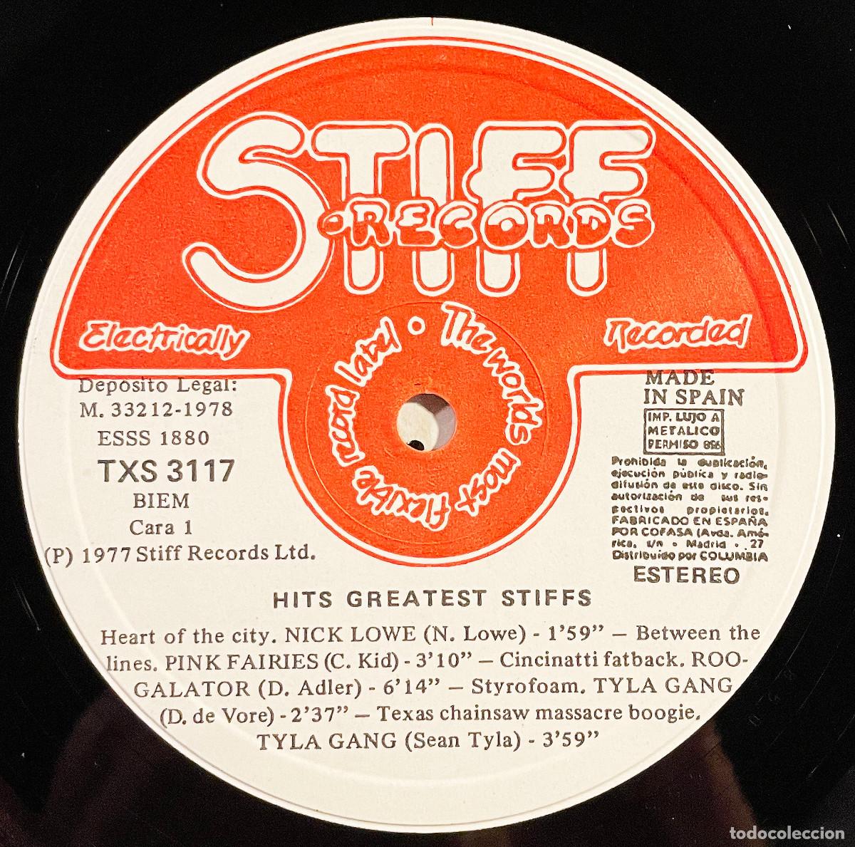 Discos de vinilo: HITS GREATEST STIFFS / LP STIFF 1978 / ESPA&Ntilde;A - Foto 3