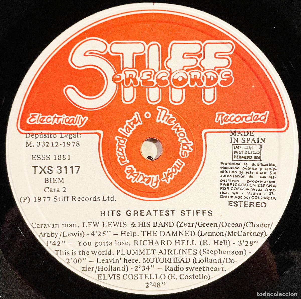 Discos de vinilo: HITS GREATEST STIFFS / LP STIFF 1978 / ESPA&Ntilde;A - Foto 4