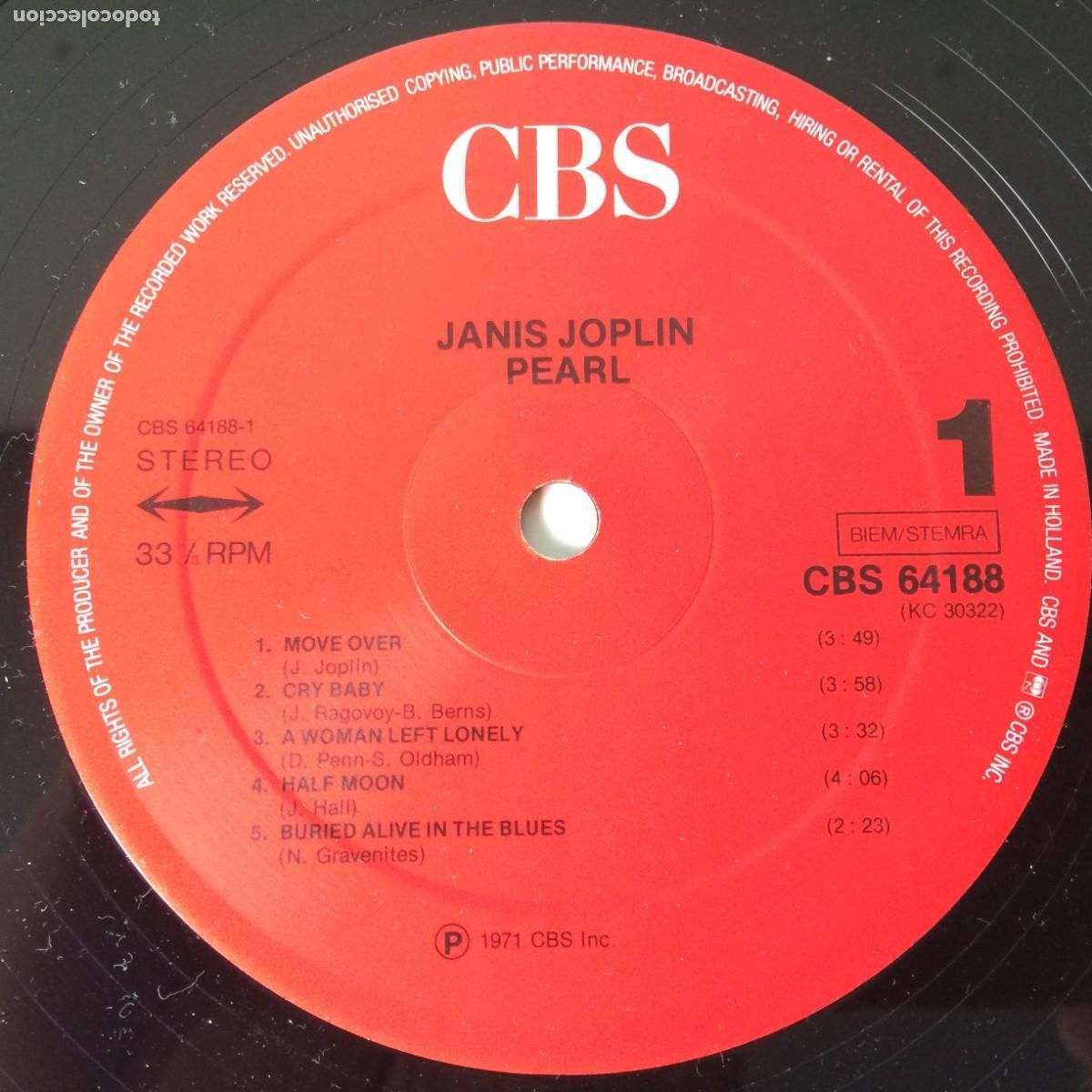 Discos de vinilo: Janis Joplin &lrm;&ndash; Pearl , Holanda CBS* - Foto 3