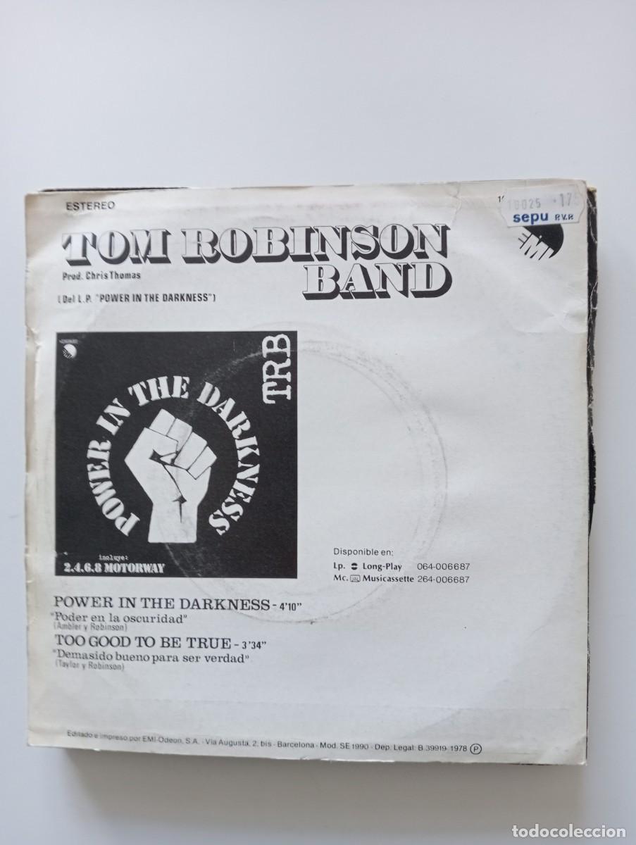 Discos de vinilo: Tom Robinson Band - Poder En La Oscuridad (7&rdquo;, Single) 1978 new wave - Foto 2