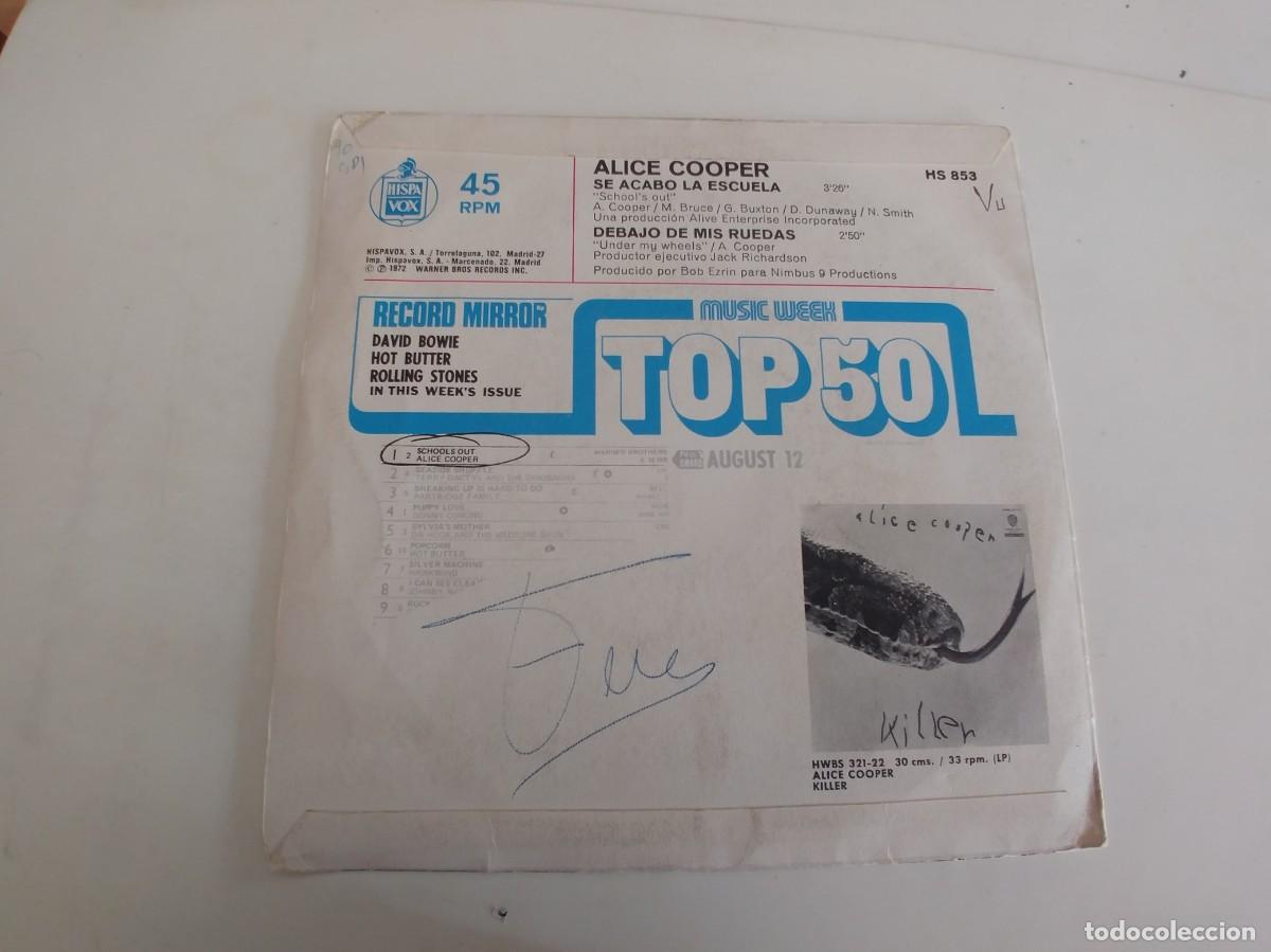 Discos de vinilo: ALICE COOPER-SINGLE SE ACABO LA ESCUELA - Foto 2