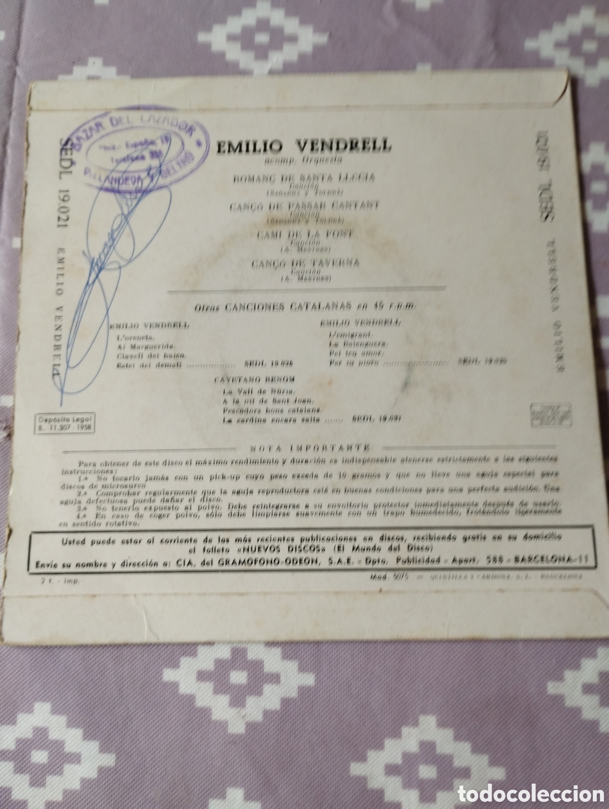 Discos de vinilo: Emilio Vendrell canta en catal&aacute;n - Foto 2