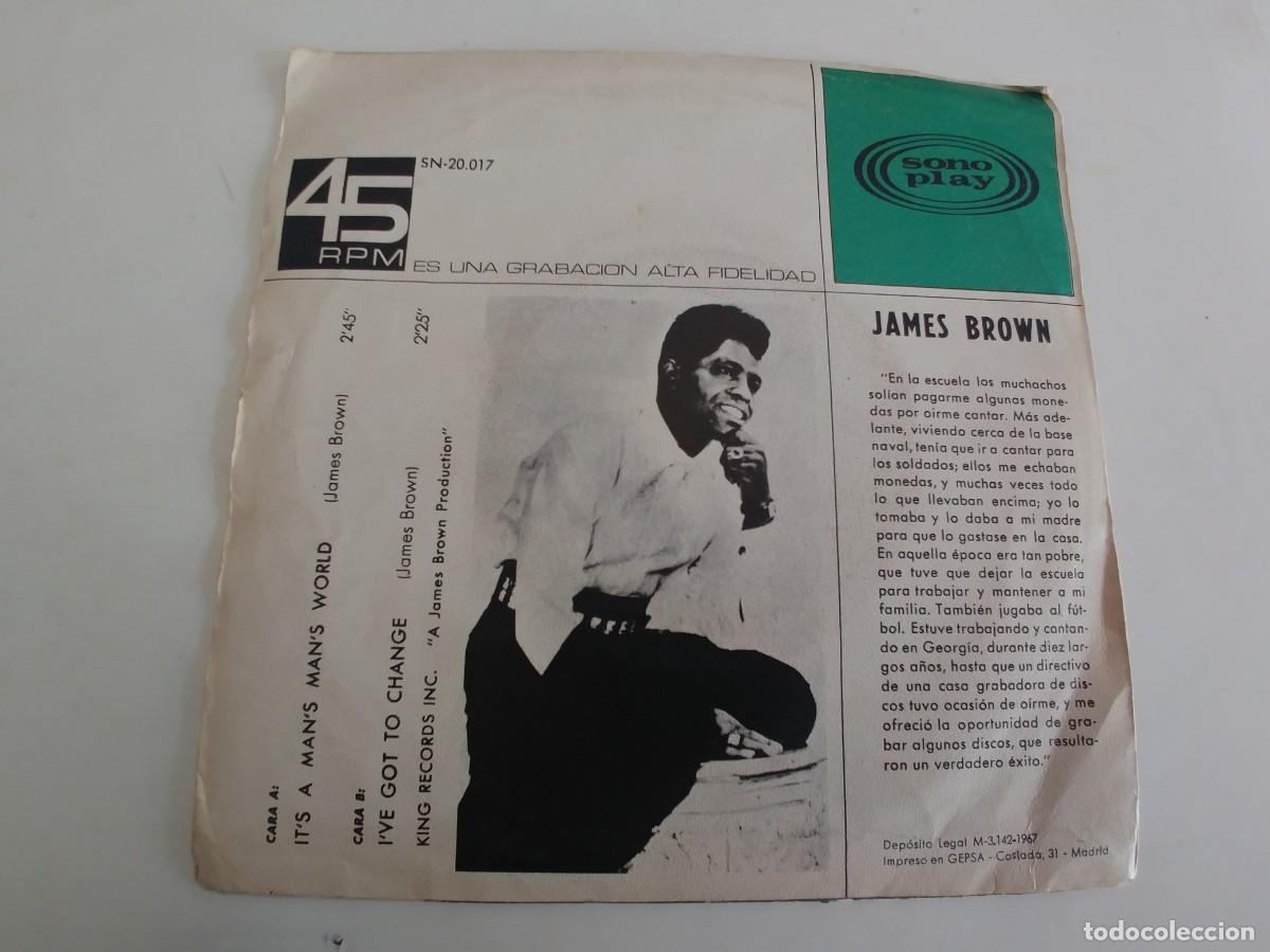 Discos de vinilo: JAMES BROWN-SINGLE ITS A MANS MANS MANS WORLD - Foto 2