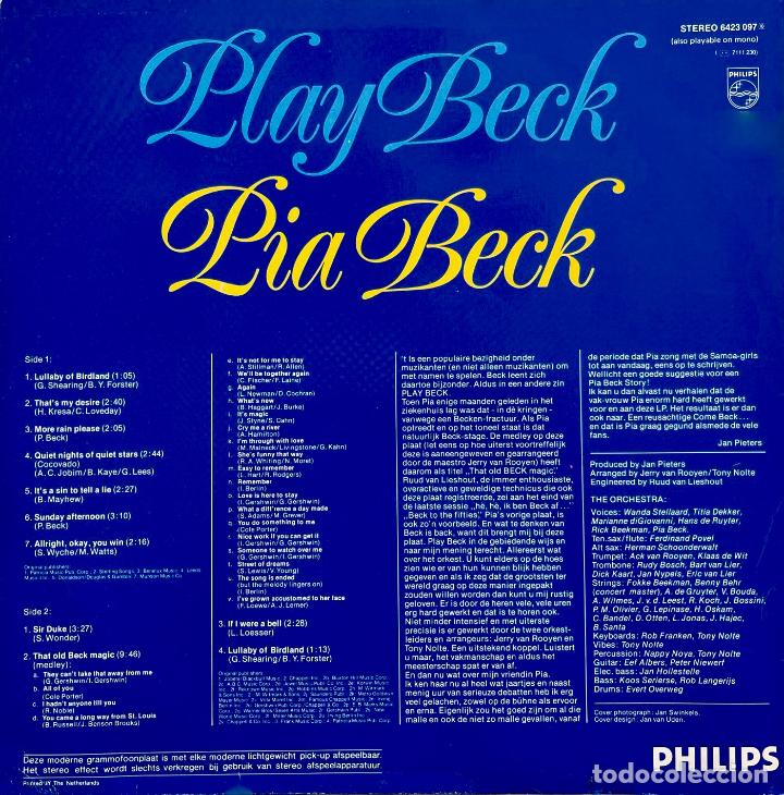 Discos de vinilo: PIA BECK, PLAY BECK. LP HOLANDA - Foto 2