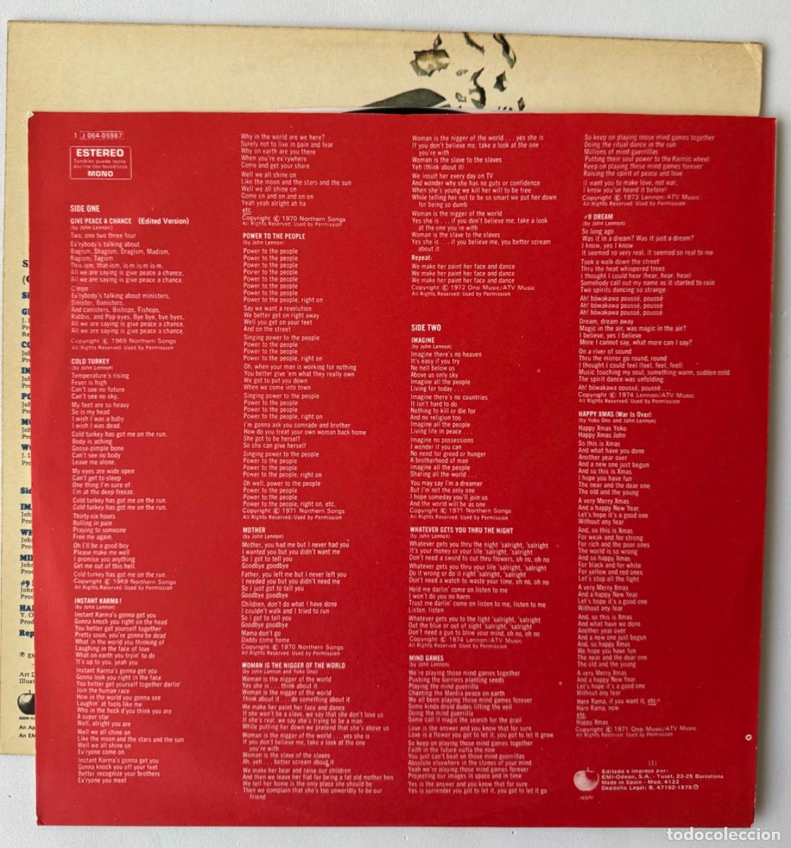 Discos de vinilo: JOHN LENNON. PLASTIC ONO BAND. SHAVED FISH. EMI. - Foto 4