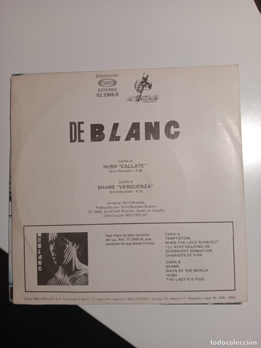 Discos de vinilo: De Blanc - Hush = Callate (7&rdquo;, Single) 1983 new wave synth pop - Foto 2