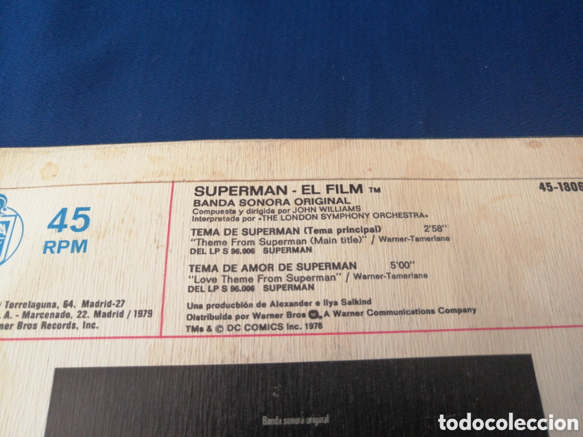 Discos de vinilo: SUPERMAN - EL FILM (TEMA PRINCIPAL) 1978 - Foto 4