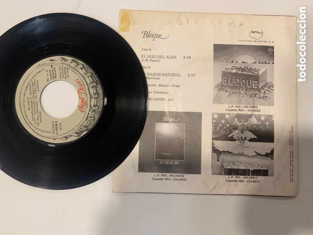 Discos de vinilo: single promo Bloque &ndash; El Hijo Del Alba - Foto 2