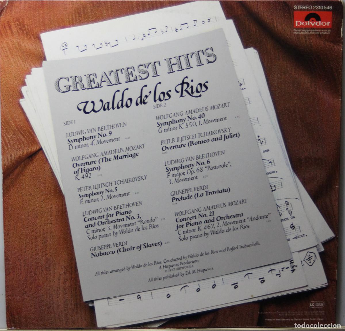 Discos de vinilo: WALDO DE LOS RIOS greatest hits LP Hispavox 1977 - Foto 2