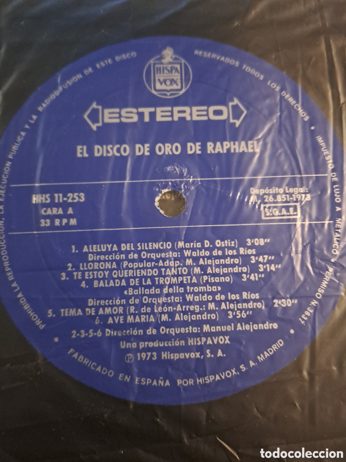 Discos de vinilo: Raphael &nbsp;&lrm;&ndash;&nbsp;El Disco De Oro De Raphael : Hispavox&nbsp;&lrm;&ndash; HHS 11-253 : Vinyl, LA.2 - Foto 3