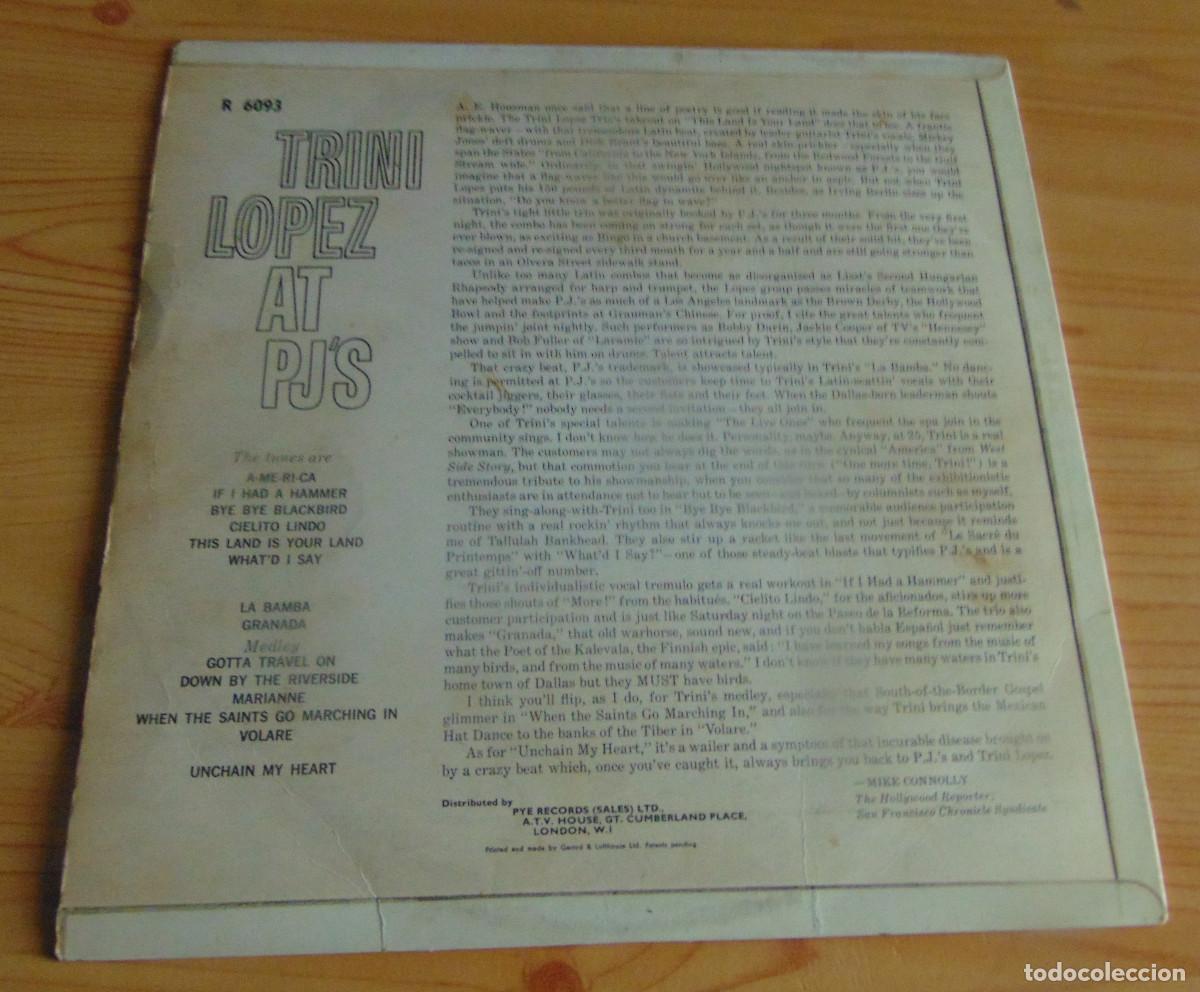 Discos de vinilo: TRINI LOPEZ - AT PJS - LP EN DIRECTO EDICION INGLESA - Foto 4