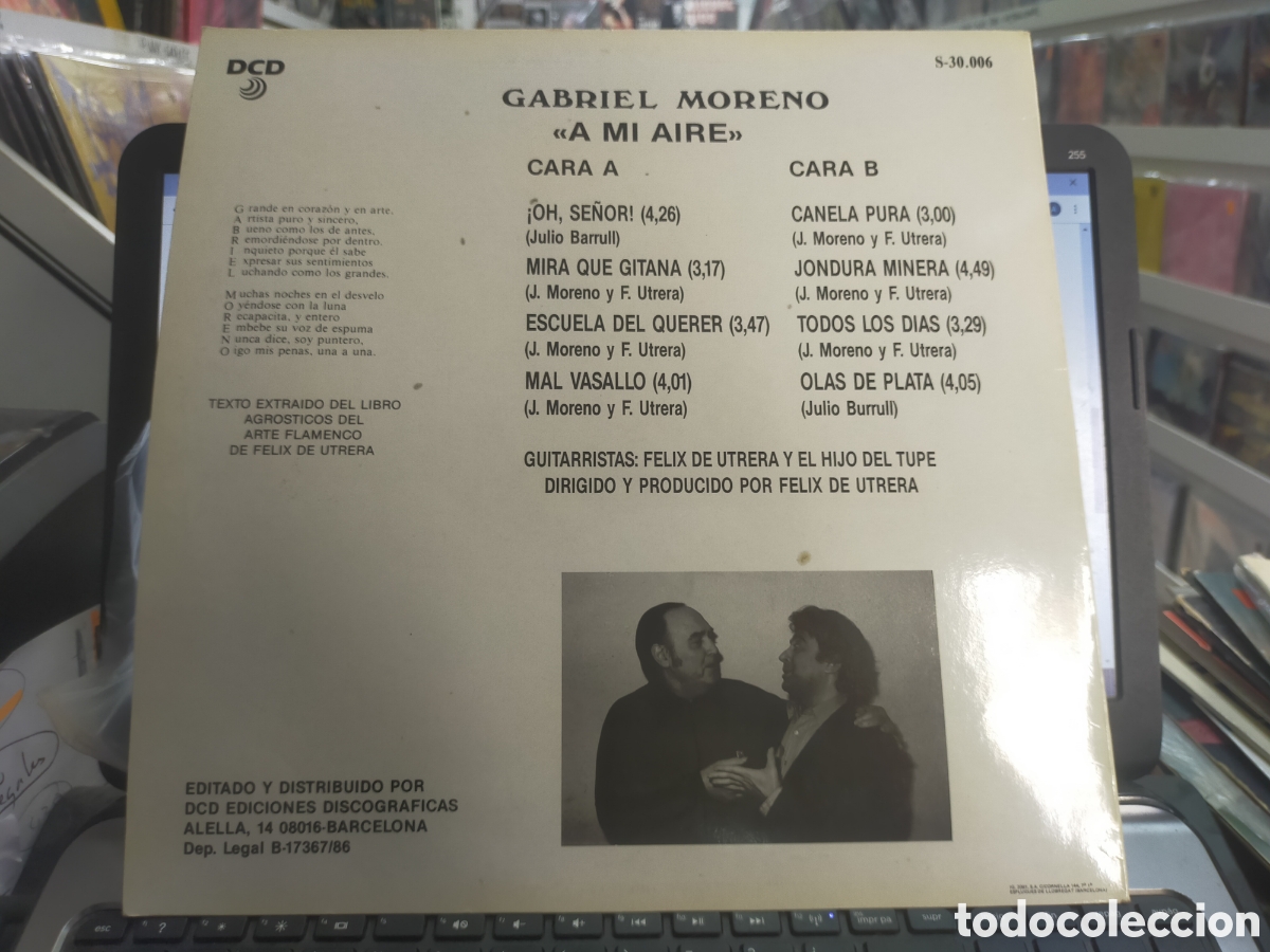 Discos de vinilo: Gabriel moreno LP a mi aire 1986 - Foto 2
