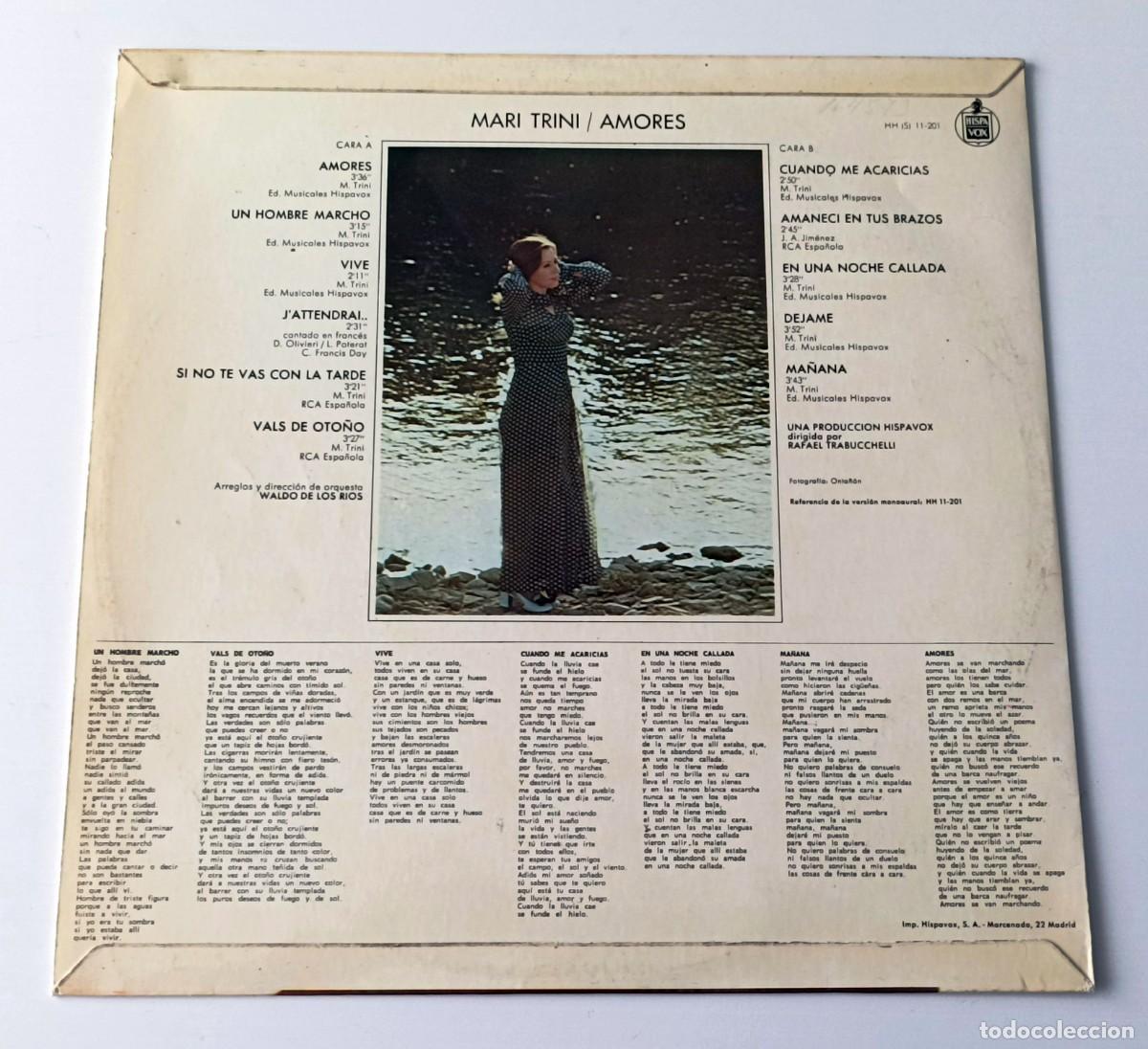 Discos de vinilo: LP MARI TRINI - AMORES - Foto 2