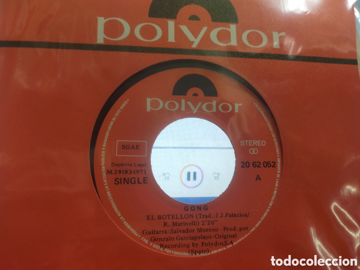Discos de vinilo: Gong single el botell&oacute;n / thats right 1971 - Foto 1