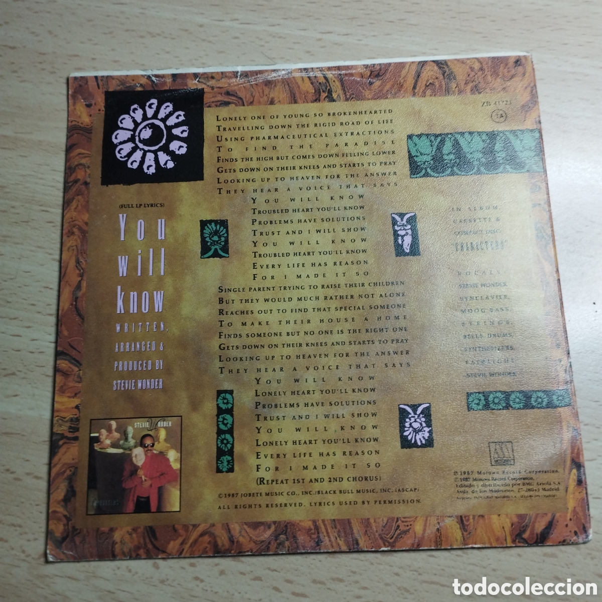 Discos de vinilo: Single 7&rdquo; Stevie Wonder 1987 You Will know. - Foto 2