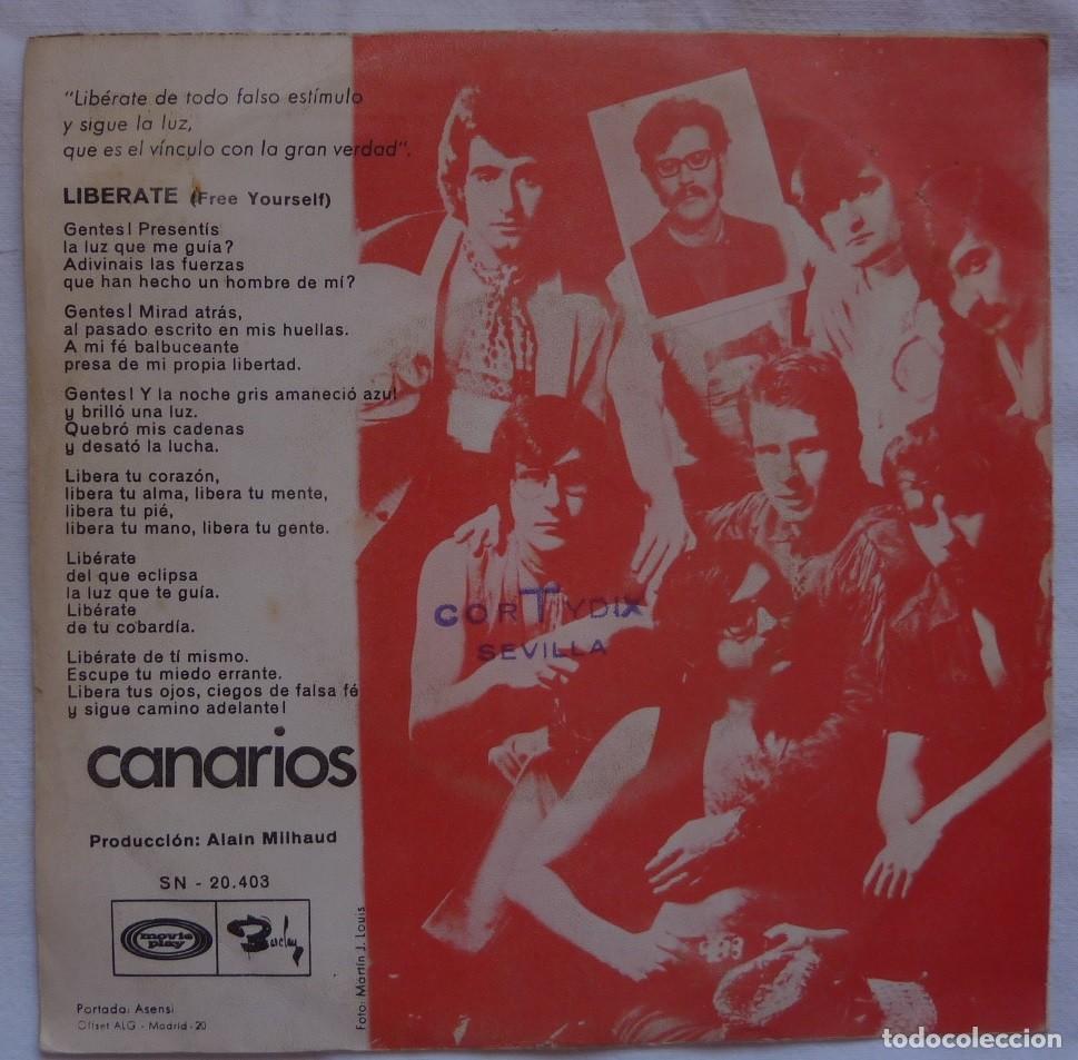 Discos de vinilo: CANARIOS // LIBERATE // 1970 // SINGLE - Foto 2