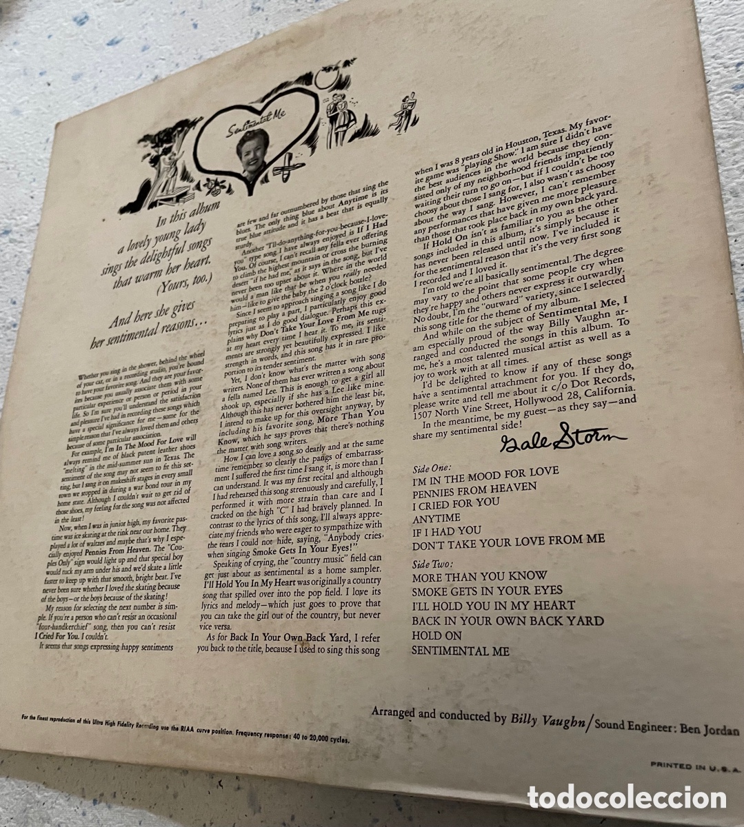 Discos de vinilo: Gale Storm &ndash; Sentimental Me. Lp 1956 - Foto 3