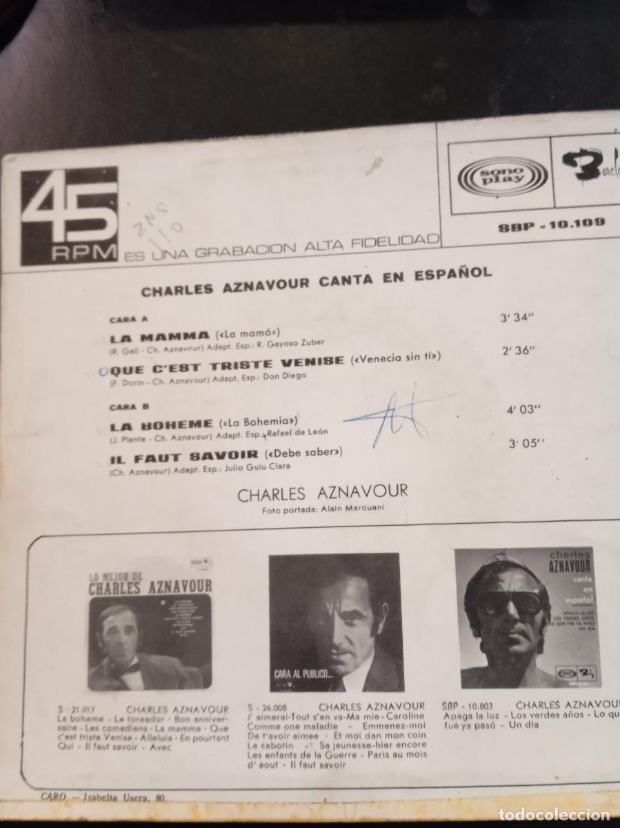 Discos de vinilo: CHARLES AZNAVOUR- CANTA EN ESPA&Ntilde;OL. EP - Foto 2