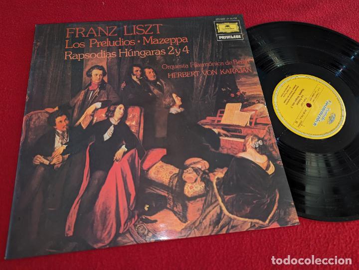 Discos de vinilo: BERLIN Herbert von Karajan FRANZ LISZT Los preludios+Mazeppa+Rapsodias+ LP 1984 Deutsche SPAIN ESPA&Ntilde;