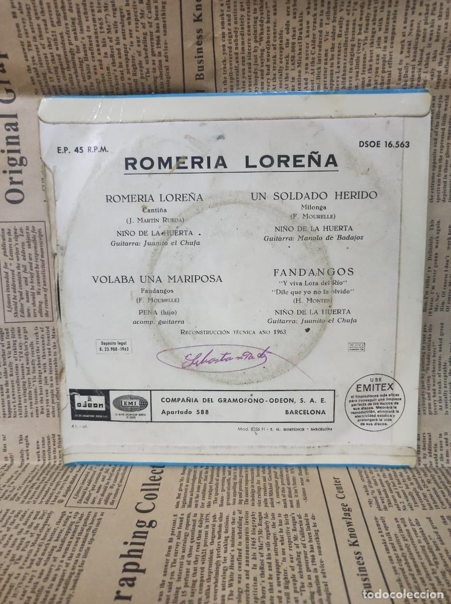 Discos de vinilo: Ni&ntilde;o De La Huerta &ndash; Romeria Lore&ntilde;a - Foto 2