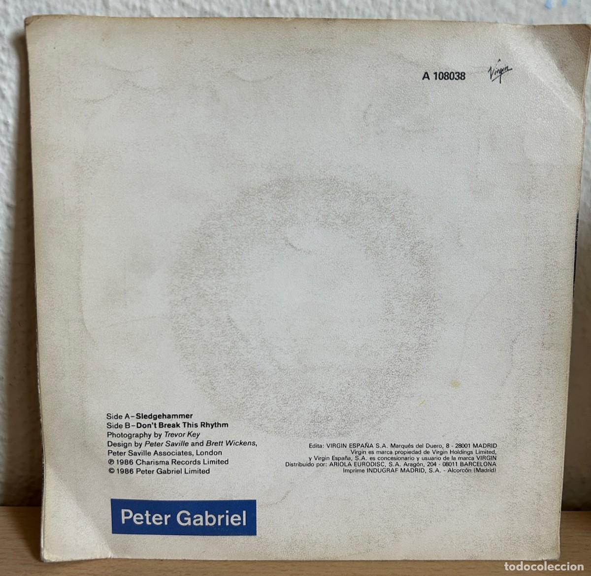 Discos de vinilo: Peter Gabriel &lrm;&ndash; Sledgehammer. DISCO VINILO. Estado. Vg / Vg. 1986 - Foto 2