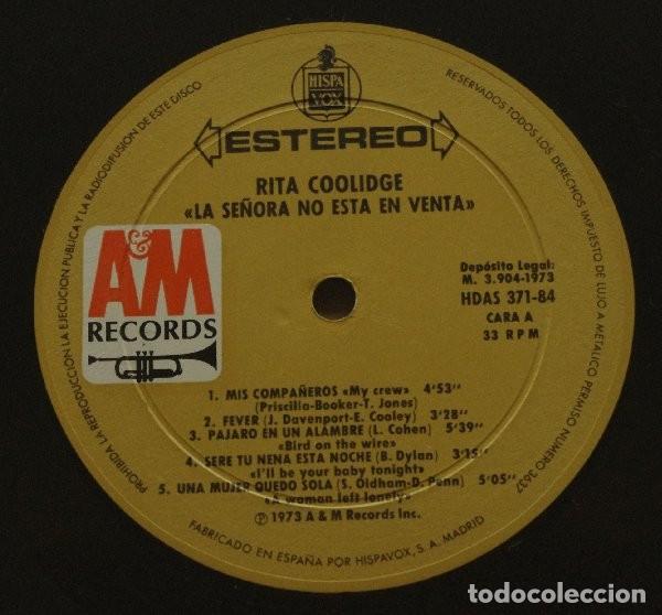Discos de vinilo: Rita Coolidge &lrm;&ndash; La Se&ntilde;ora No Esta En Venta - Foto 3