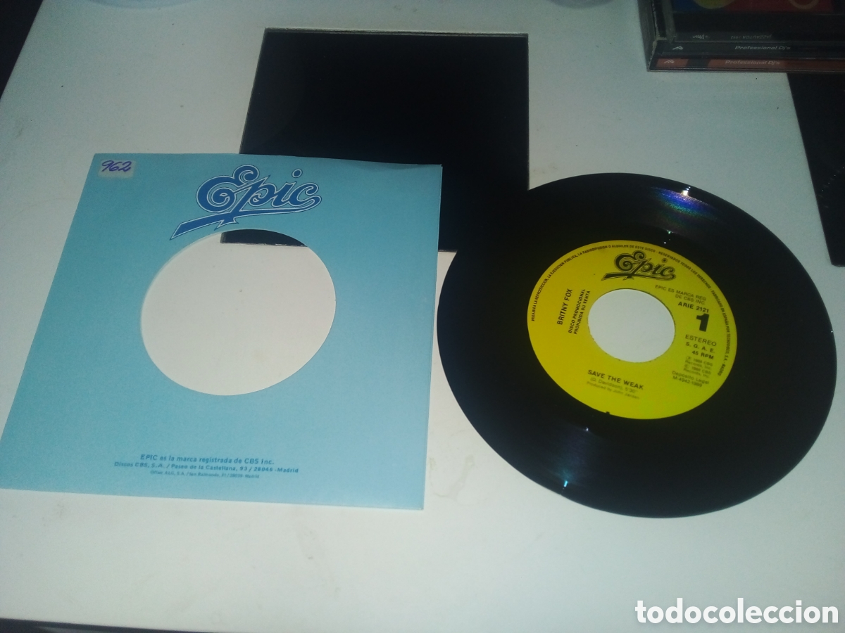 Discos de vinilo: BRITNY FOX - SAVE THE WEAK - SINGLE - SPAIN - EPIC - PROMOCIONAL - LF - - Foto 1
