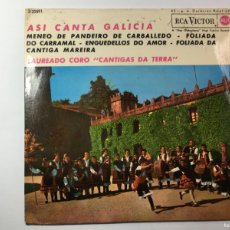 Discos de vinilo: ASI CANTA GALICIA LAUREADO CORO CANTIGAS DA TERRA - MANEO DE PANDEIRO DE CARBALLEDO...