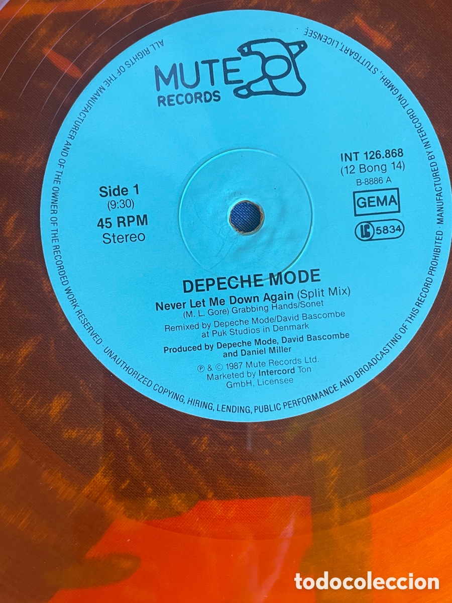 Discos de vinilo: Depeche Mode - Never let me down Again / Vinilo color naranja - Foto 5