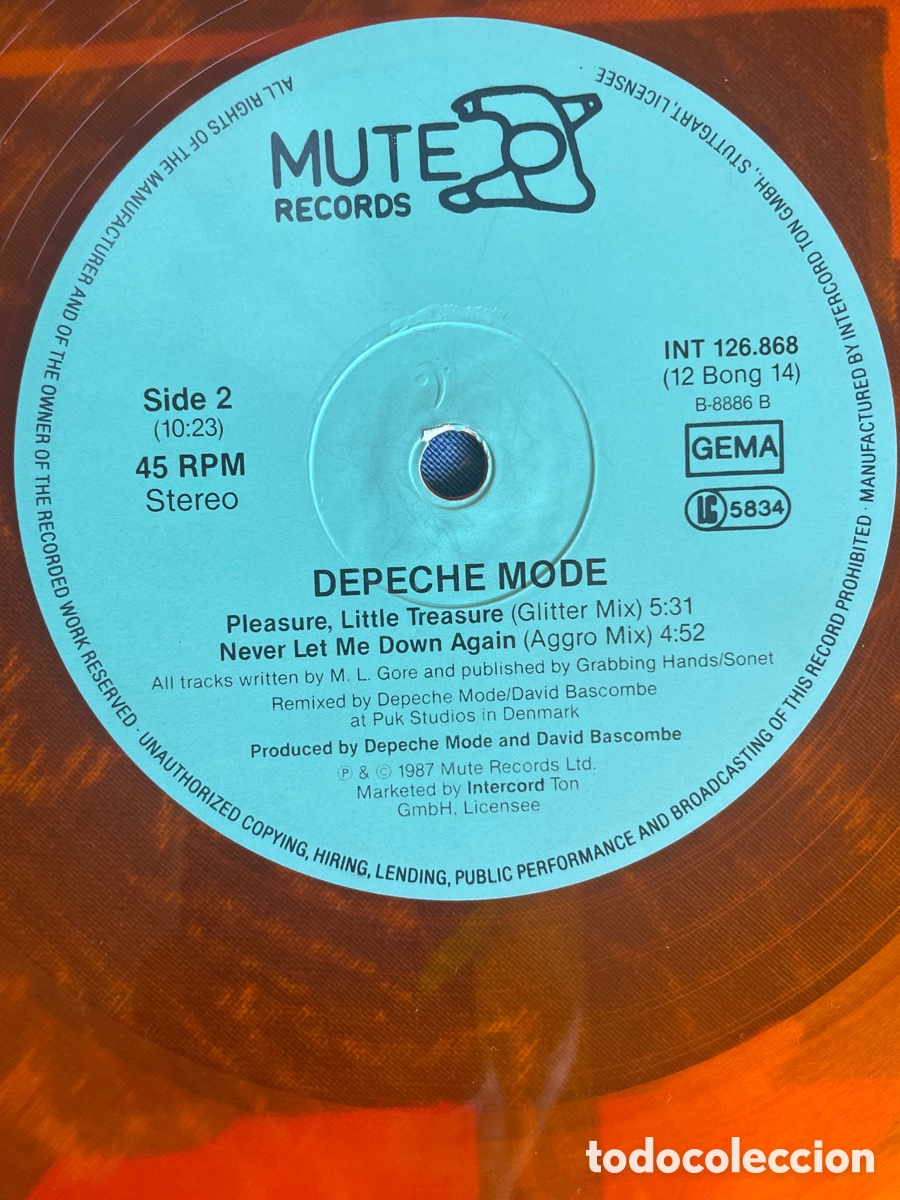 Discos de vinilo: Depeche Mode - Never let me down Again / Vinilo color naranja - Foto 7