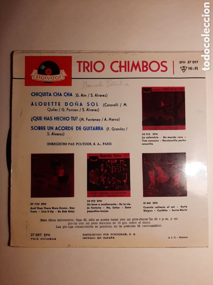 Discos de vinilo: Los Chimbos - ep 1964 - Foto 2