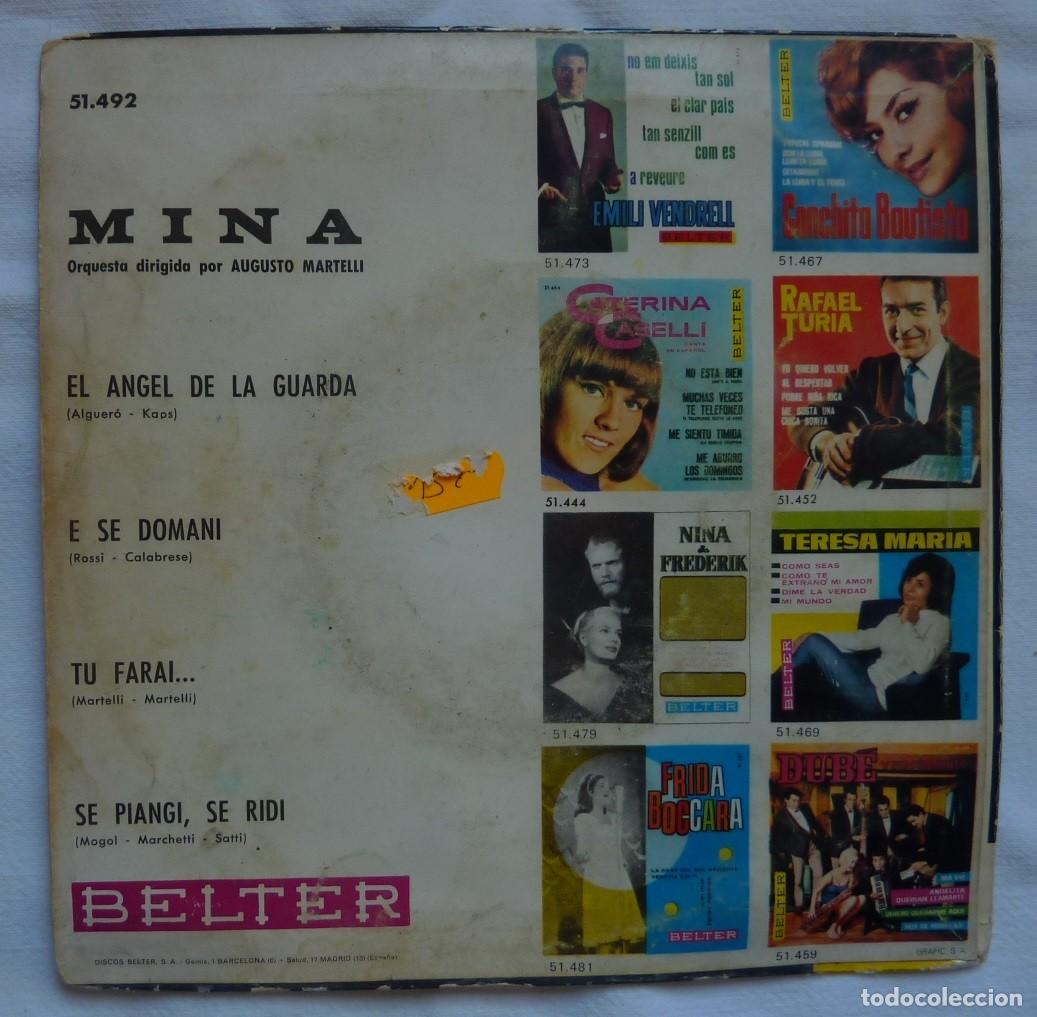 Discos de vinilo: MINA // EL ANGEL DE LA GUARDA+3 // 1965 // EP - Foto 2
