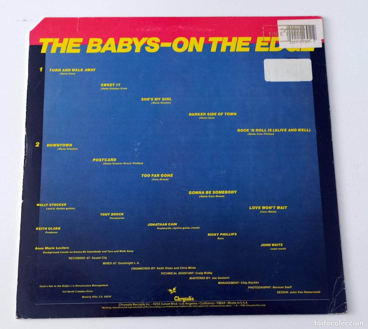 Discos de vinilo: LP THE BABYS - ON THE EDGE - Foto 2