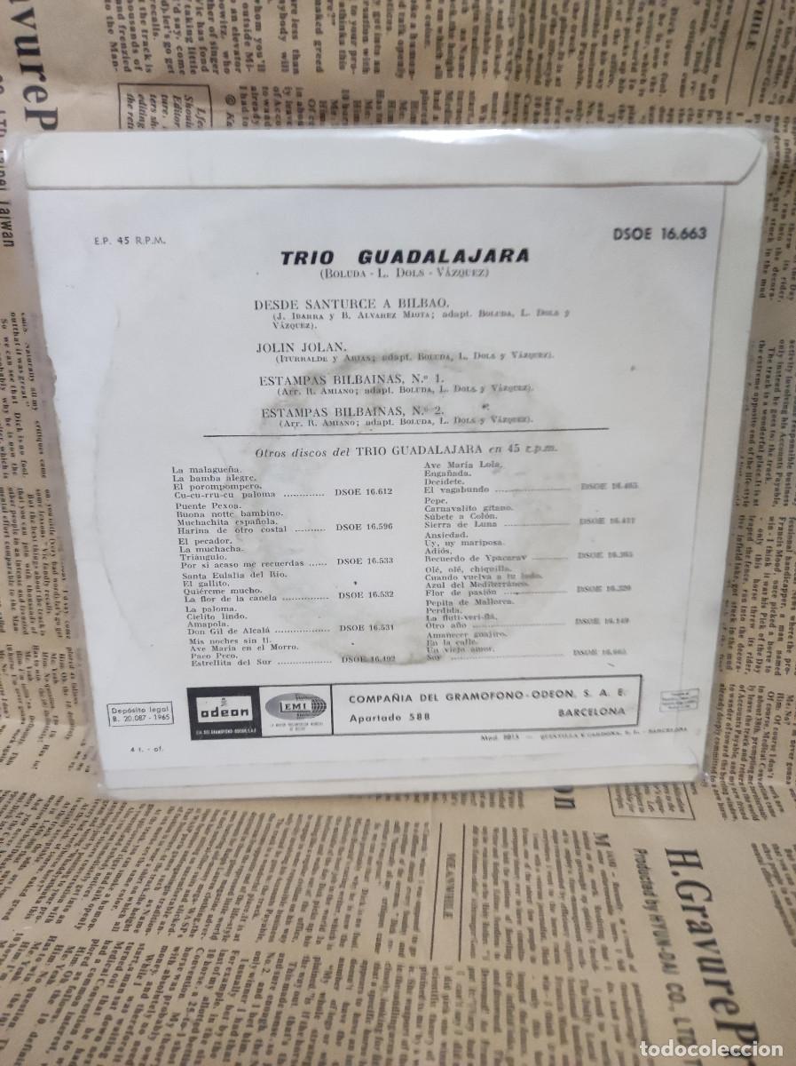 Discos de vinilo: TRIO GUADALAJARA - ESTAMPAS BILBAINAS - Foto 2