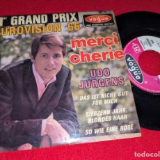 Discos de vinilo: UDO JURGENS MERCI CHERIE/DAS IST NICHT GUT FUR MICH +2 EP 7'' 1966 VOGUE FRANCIA FRANCE EUROVISION
