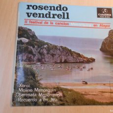 Discos de vinilo: ROSENDO VENDRELL - FESTIVAL CANCIÓN MENORQUINA -, EP, XOROI + 3, AÑO 1965, COLUMBIA SCGE 81043 PROMO
