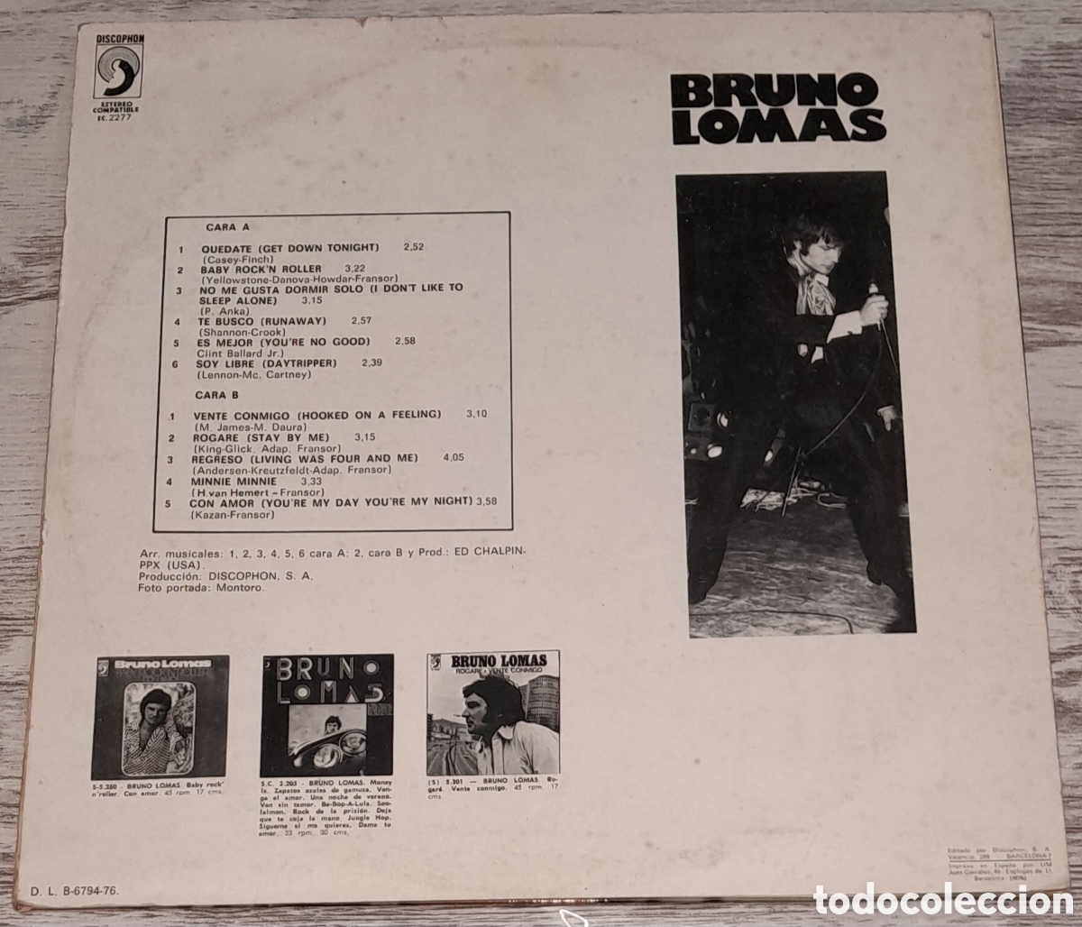 Discos de vinilo: BRUNO LOMAS - DISCOPHON - 1976 - Foto 4