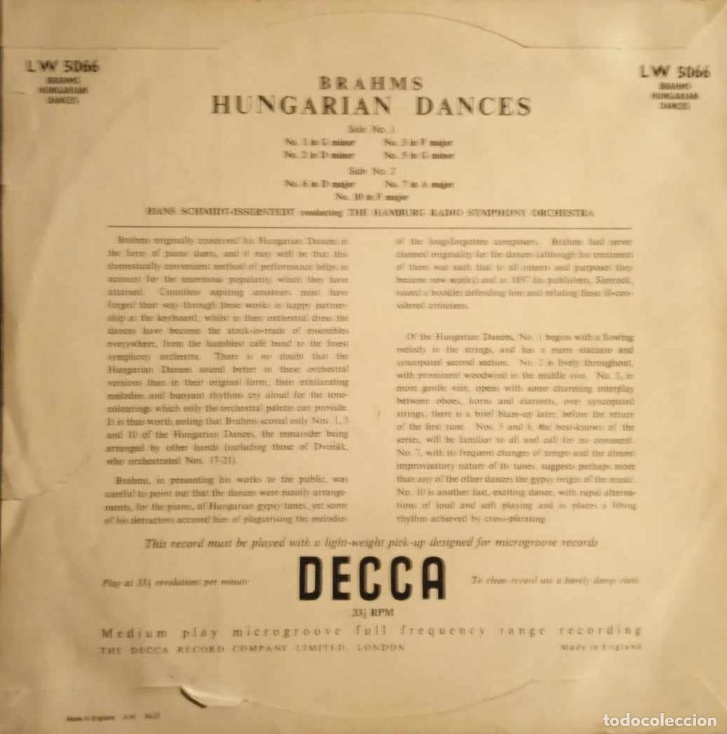 Discos de vinilo: BRAHMS - HUNGARIAN DANCES - 10 - DECCA - Foto 2
