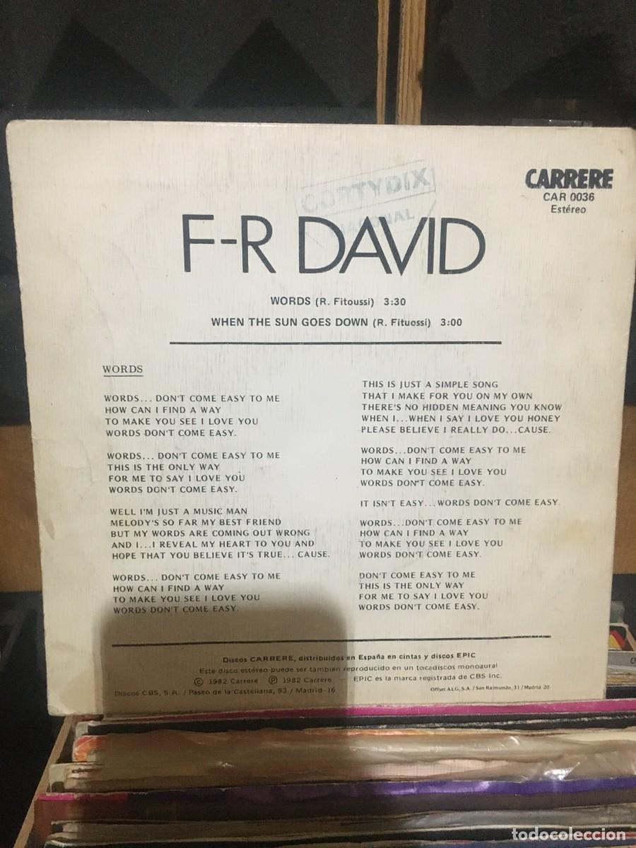Discos de vinilo: F.R. David &lrm;&ndash; Words - Foto 2