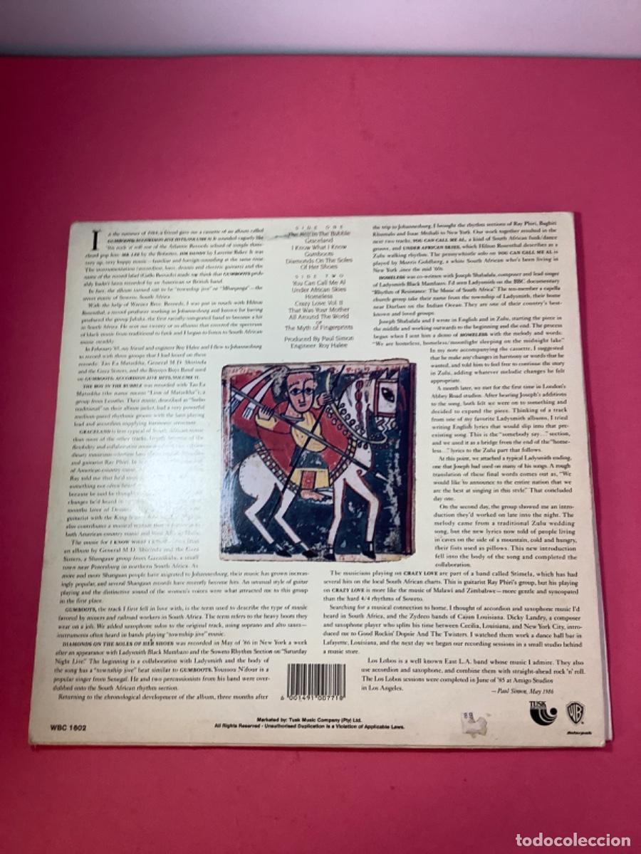 Discos de vinilo: PAUL SIM&Oacute;N - GRACELAND - LP 1986 - Foto 2