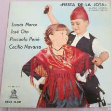 Discos de vinilo: FIESTA DE LA JOTA - CUATRO JOTEROS Y CUATRO ESTILOS. EP, ED ESPAÑOLA 7” 1961. IMPECABLE (NM)