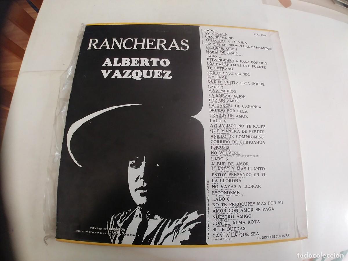 Discos de vinilo: ALBERTO VAZQUEZ-LP TRIPLE -RANCHERAS - Foto 2