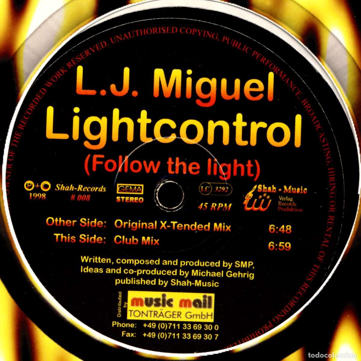 Discos de vinilo: Lightcontrol (Follow The Light) (12&rdquo; Maxi) - LJ Miguel - Foto 1