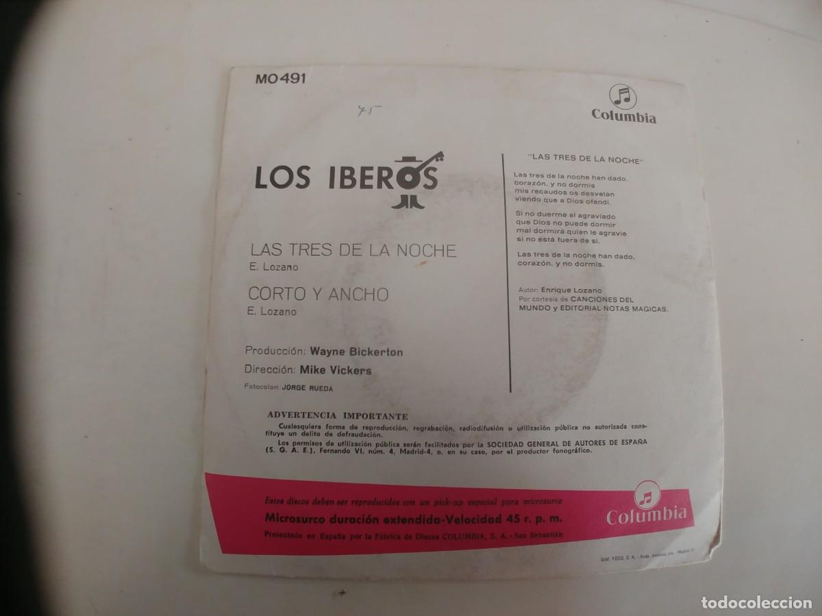 Discos de vinilo: LOS IBEROS-SINGLE LAS TRES DE LA NOCHE - Foto 2